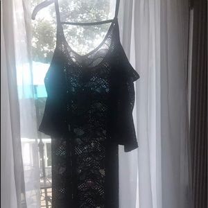 Spiaggia Dolce Black Lace Cover Up Swim Dress